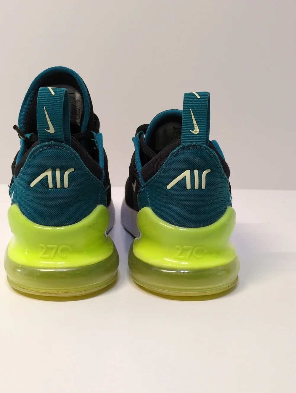 ​Nike Air Max 270 Black Teal Volt Green Kids Youth Sneakers Size 3Y AO2372-026